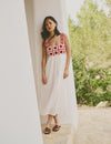 Red and White Crochet Paola Mid Dress