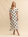 Fearne Cotton White Polka Dot Delilah Midi Dress