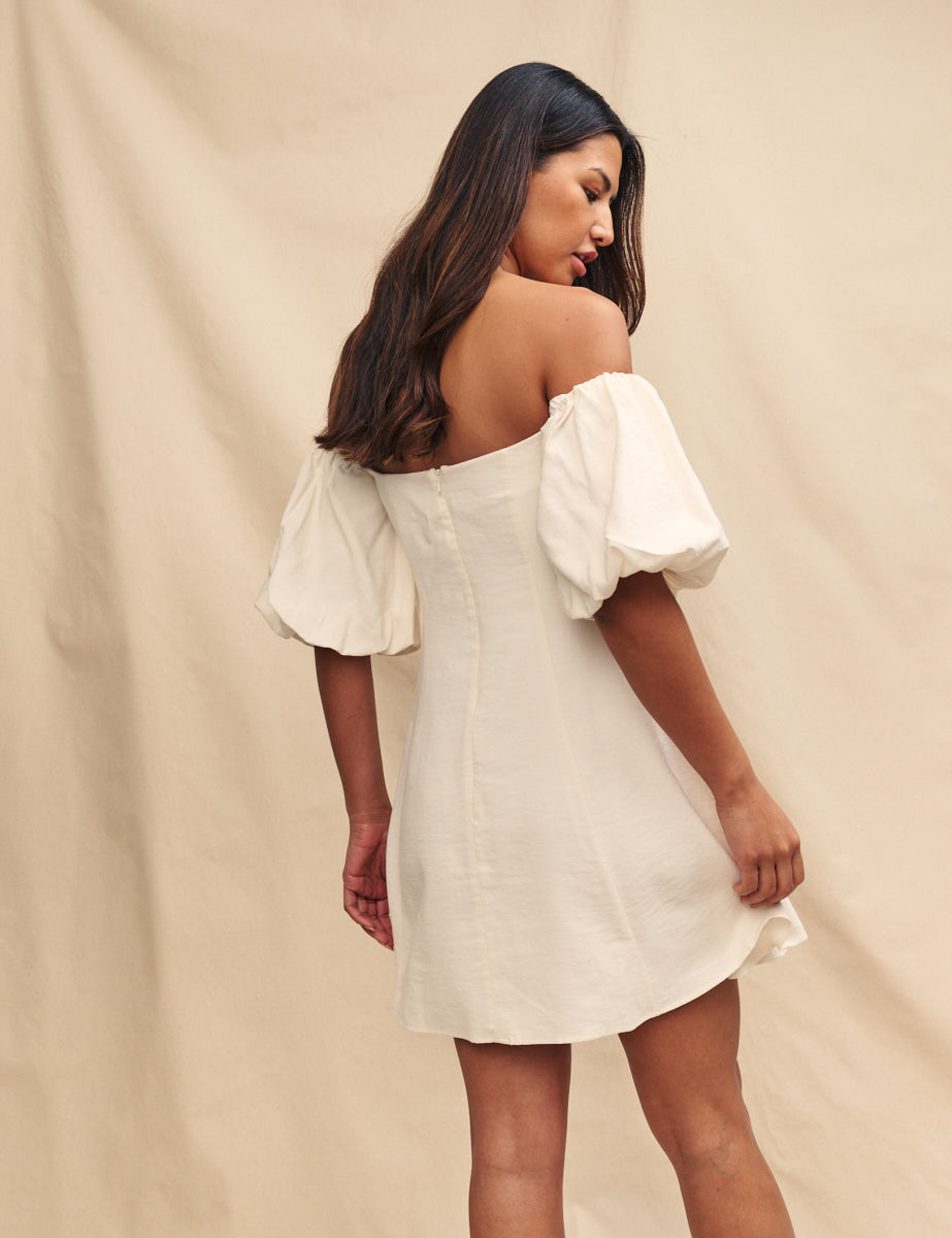 White Bardot Edith Mini Dress