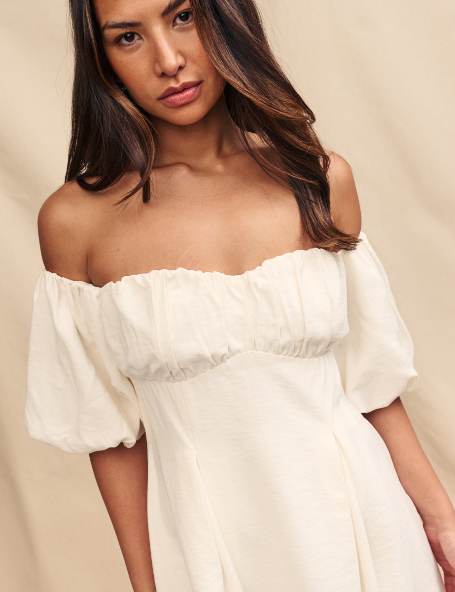 White Bardot Edith Mini Dress