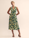 Green Lemon Print Sandra Midi Dress