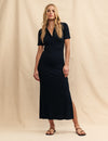 Black Ribbed Jersey Midi Dress