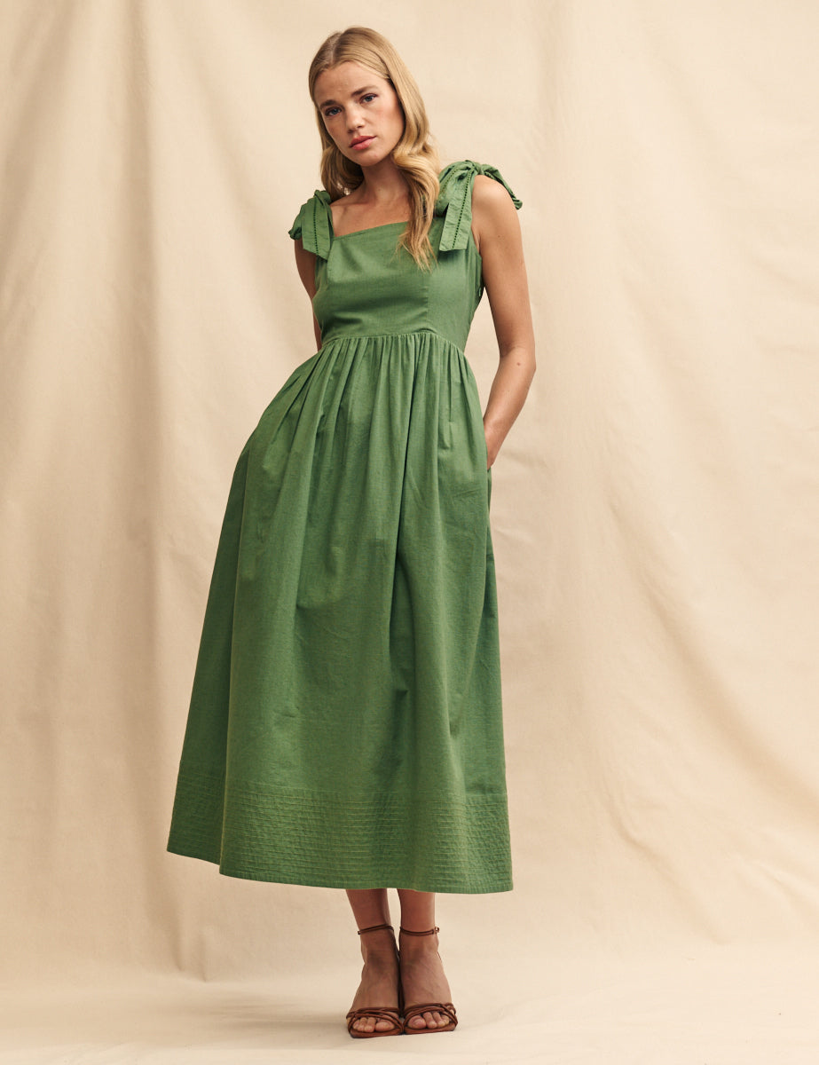 Green A-line Hope Midi Dress