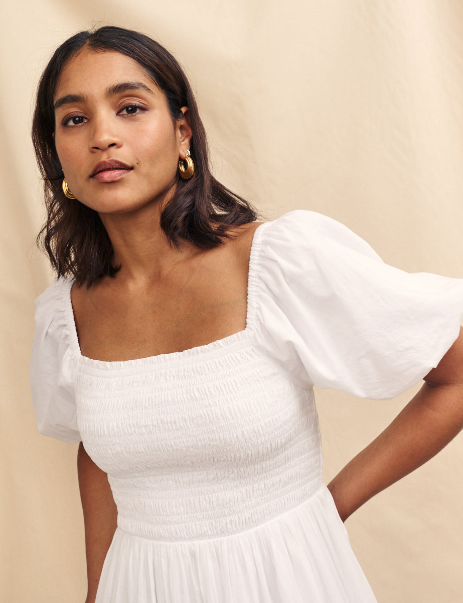 White Broderie Anglaise Petra Midi Dress