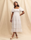 White Broderie Anglaise Petra Midi Dress