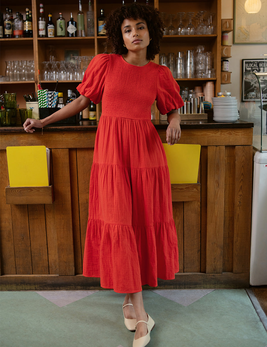 Red Tiered Charlie Midi Dress