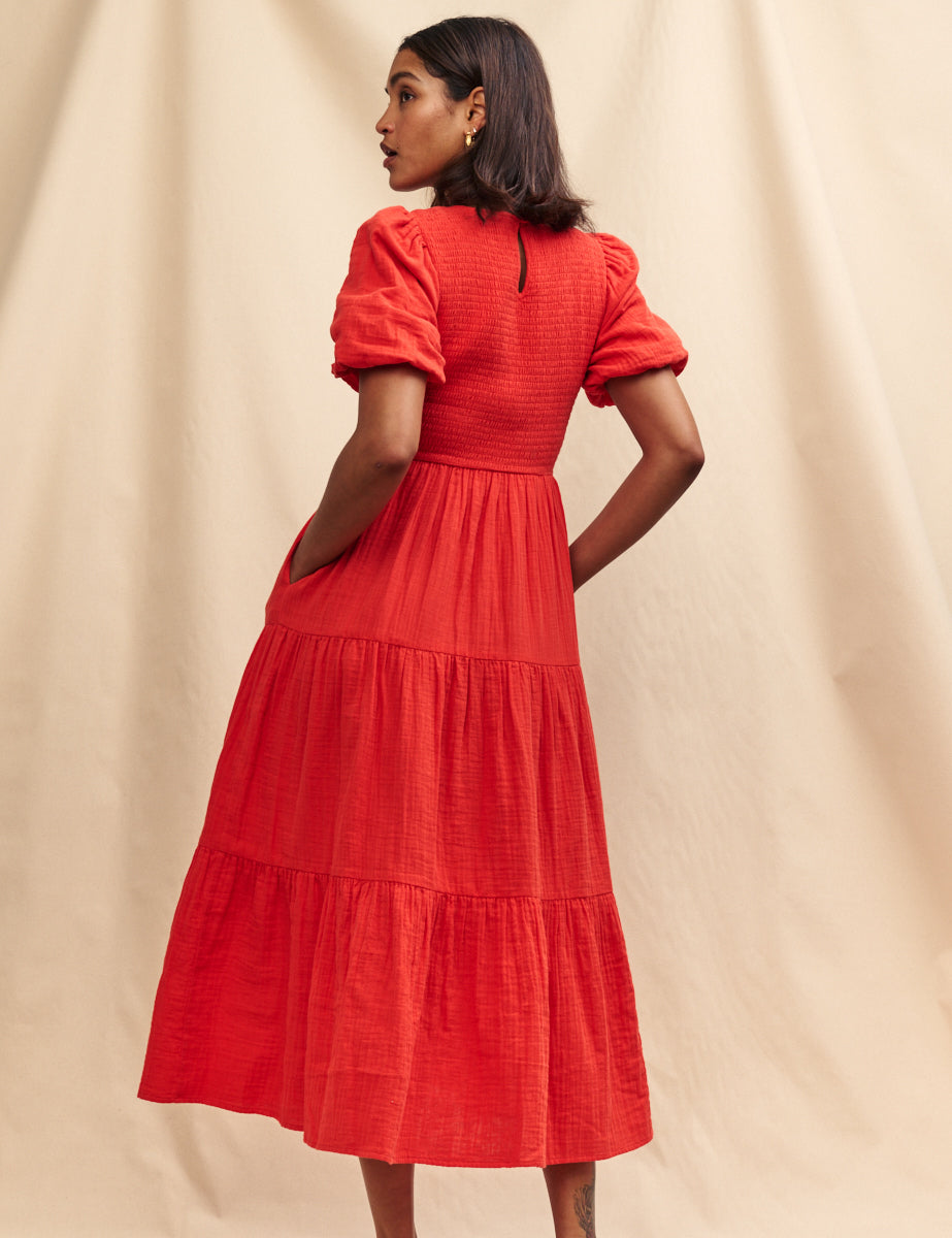 Red Tiered Charlie Midi Dress