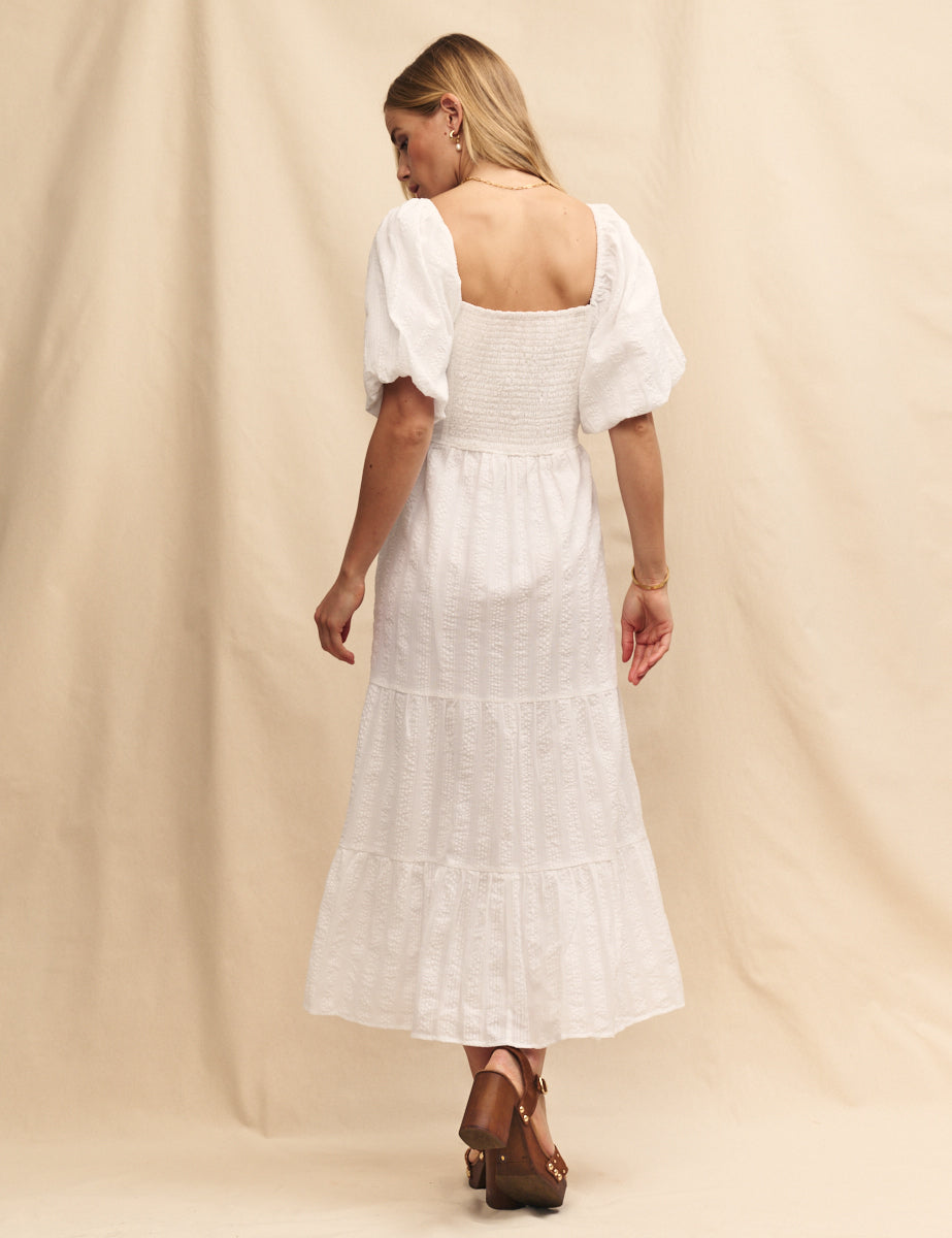 White Tiered Laurel Midi Dress