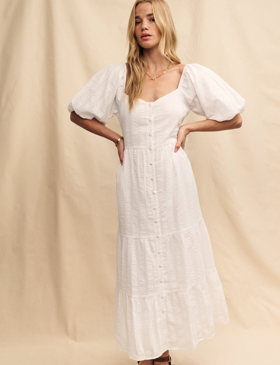 White Tiered Laurel Midi Dress