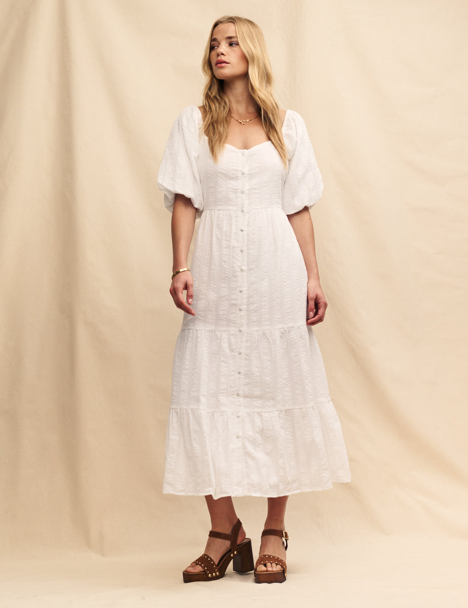 White Tiered Laurel Midi Dress