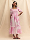 Pink Striped Elsa Midi Dress