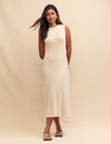 Cream A-Line Rib Knitted Dress