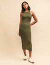 Khaki Green Jersey Brighton Midi Dress