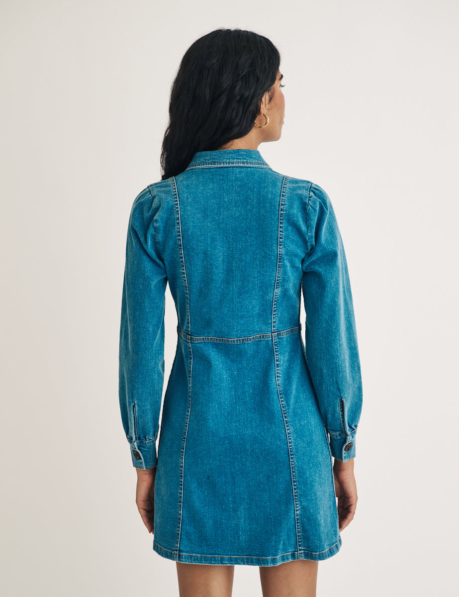 Denim Long Sleeve Sinclair Mini Shirt Dress