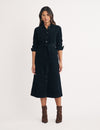 Black Cord Finchley Midi Shirt Dress