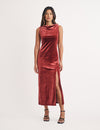 Red Velvet Jersey Camille Midi Dress