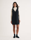 Black Polka Dot Cord Piper Mini Pinafore Dress