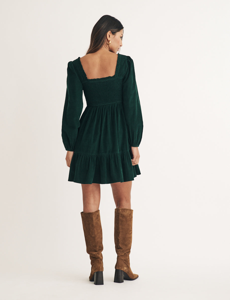 Green Cord Elsa Mini Dress