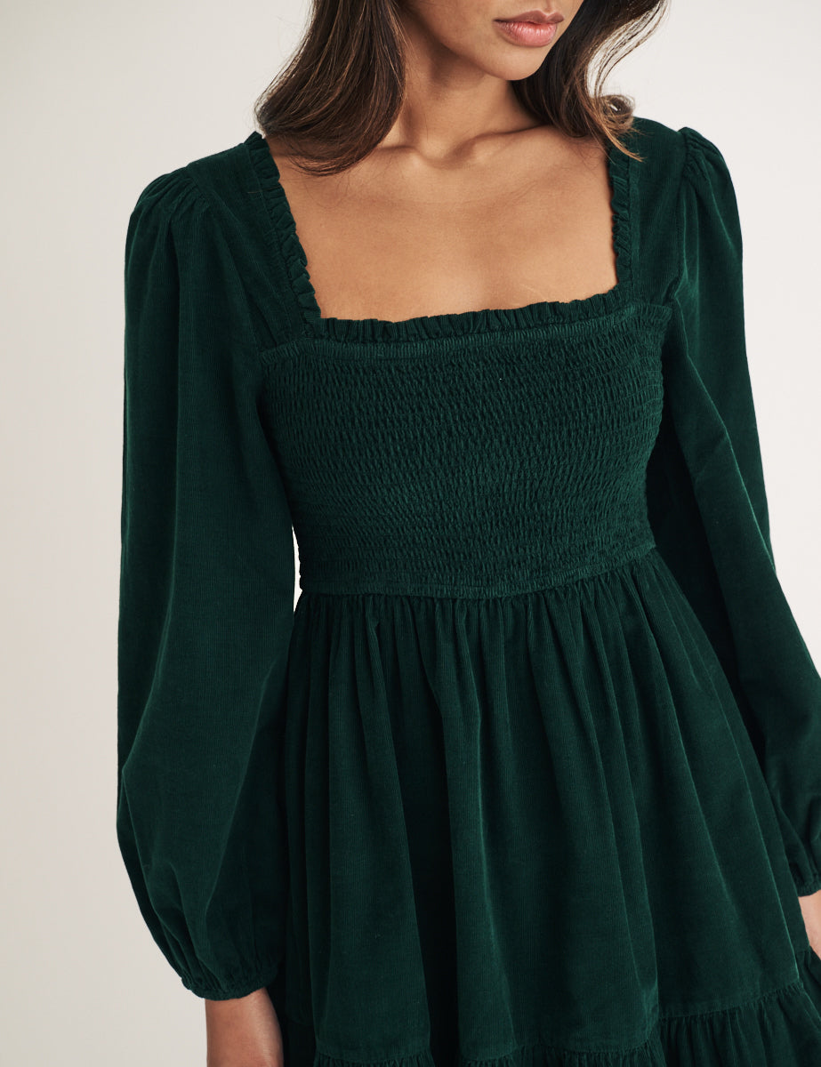 Green Cord Elsa Mini Dress