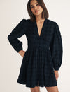 Black Check Long Sleeve Starlight Mini Dress