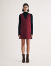 Burgundy Cord Piper Mini Pinafore Dress