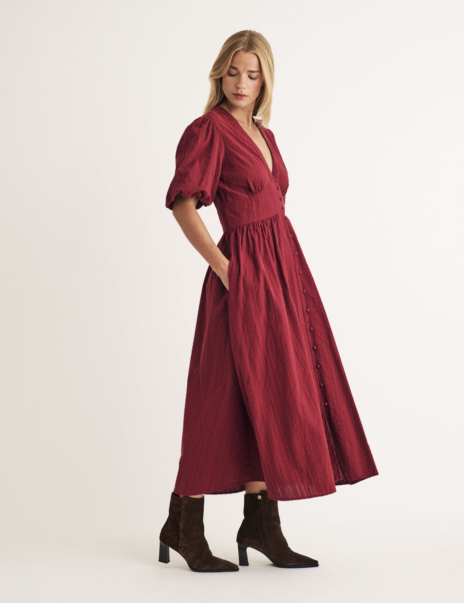 Burgundy Starlight Midi Dress