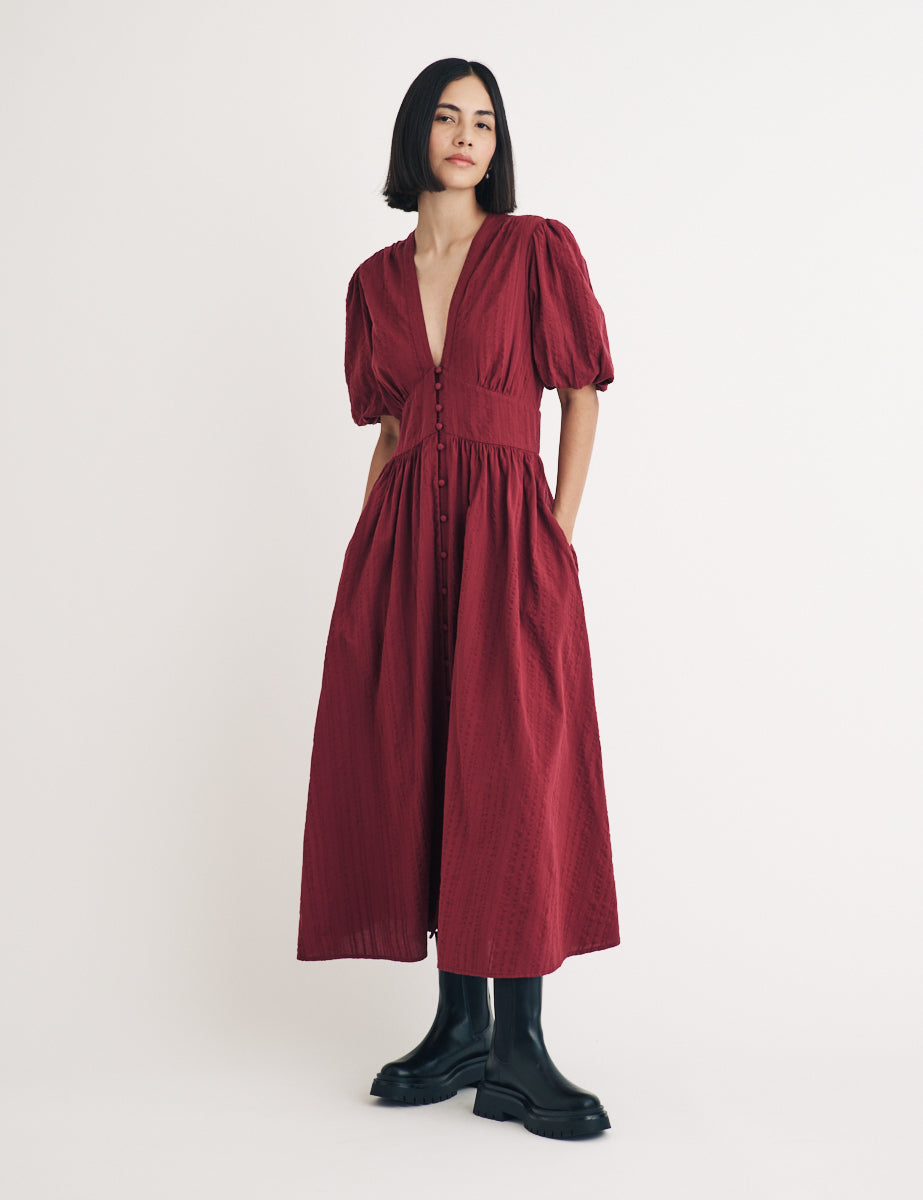 Burgundy Starlight Midi Dress