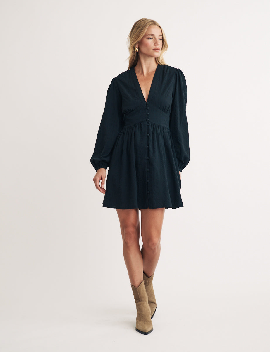 Black Starlight Long Sleeve Mini Dress