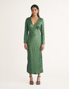 Green Polka Dot Jacquard Lauren Midi Dress