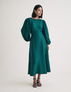 Emerald Green Balloon Sleeve Zora Midi Dress