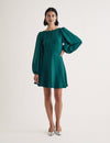 Forest Green Balloon Sleeve Zola Mini Dress