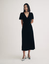 Black Velvet Atlas Midi Dress