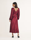 Burgundy Balloon Sleeve Bridesmaid Ember Midi Dress