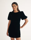 Black Velvet Puff Sleeve Boston Mini Dress