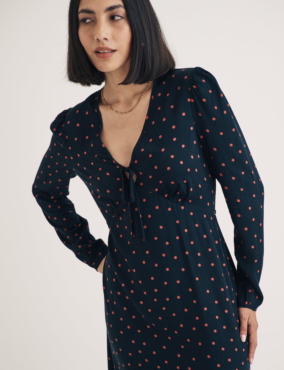 Black Polka Dot Lily Midi Dress