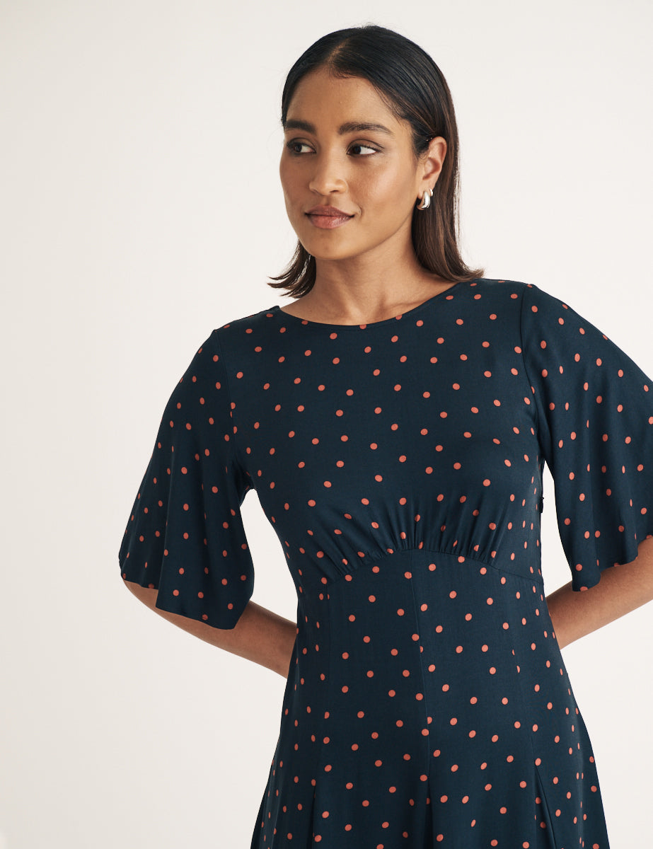 Black Polka Dot Winnie Midi Dress