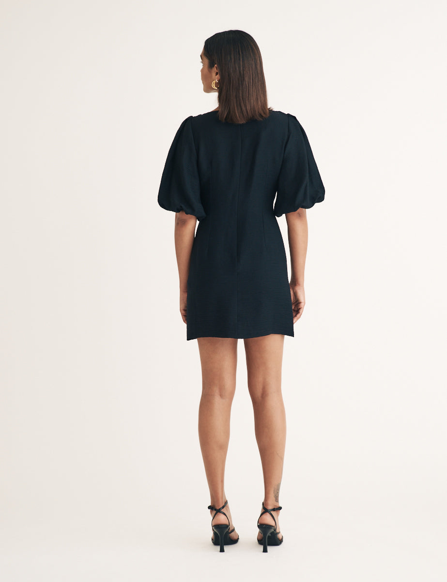 Black Puff Sleeve Hannah Mini Dress