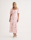 Pink Ditsy Floral Lara Midi Dress