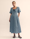 Blue Gingham Bertie Milkmaid Midi Dress