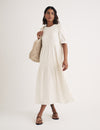 White Rochelle Midi Smock Dress