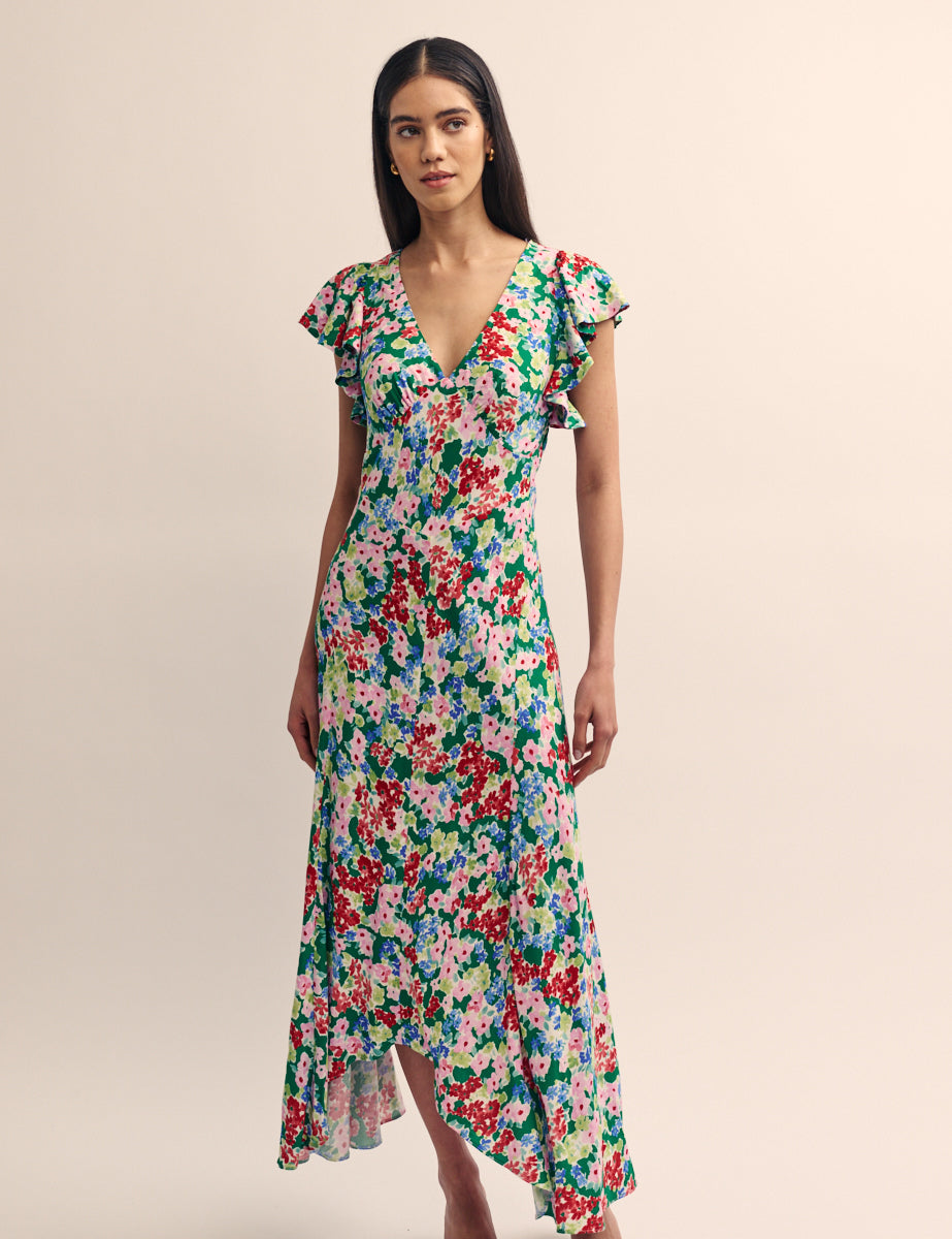 Watercolour Ditsy Floral Loubelle Midi Dress