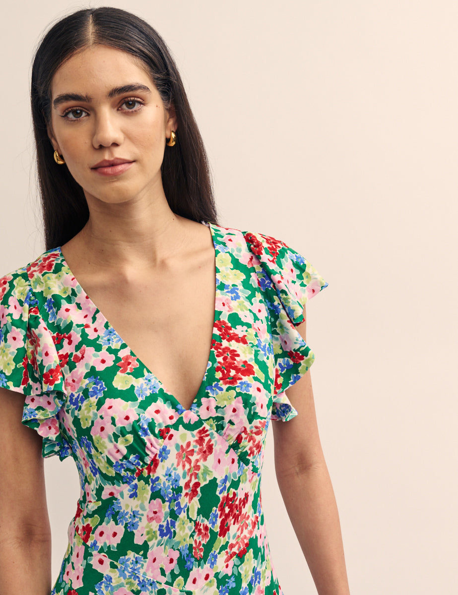 Watercolour Ditsy Floral Loubelle Midi Dress