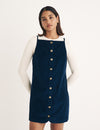 Navy Cord Bay Mini Pinafore Dress