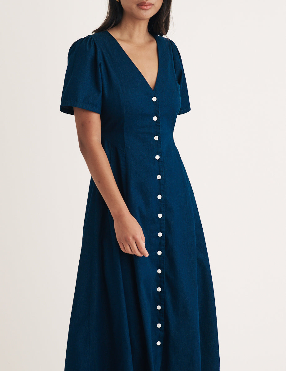 Dark Denim Ellen Midi Tea Dress