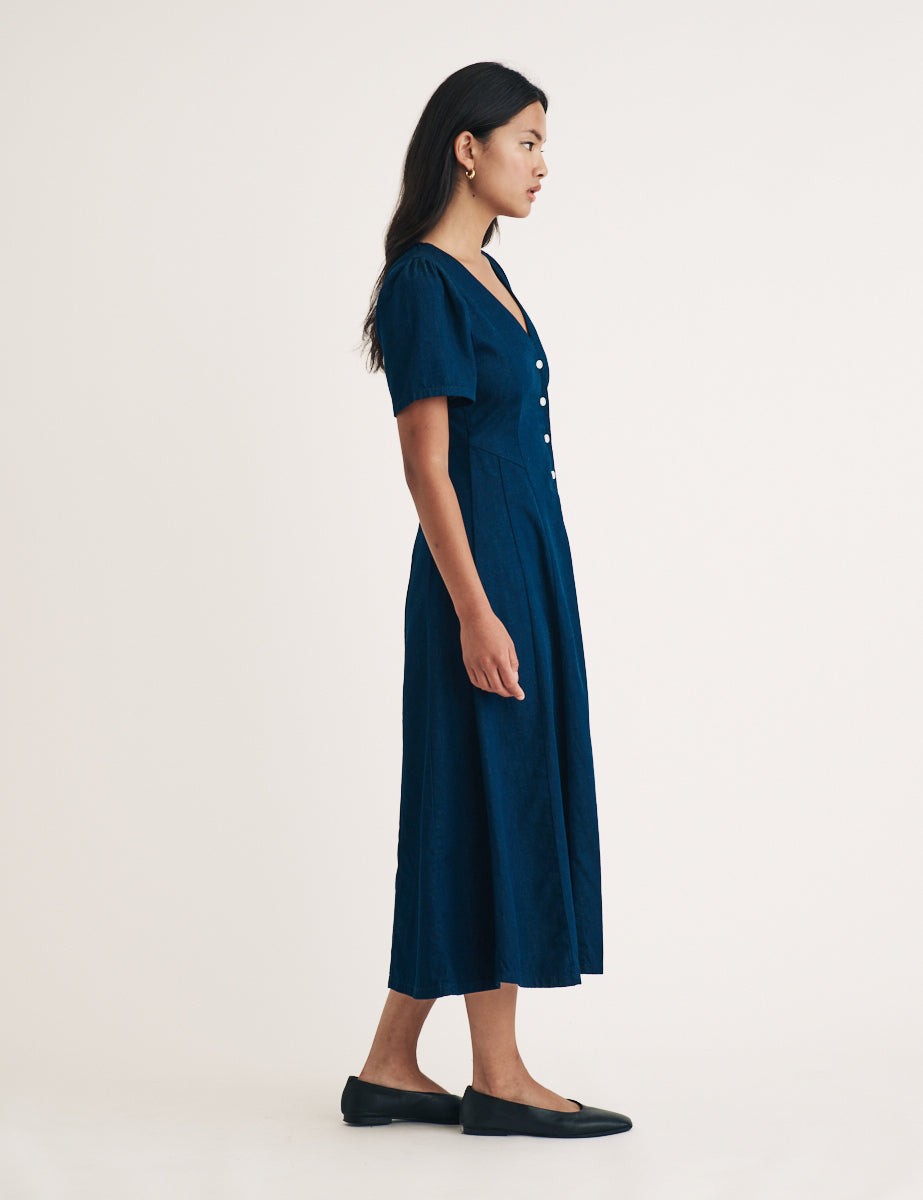 Dark Denim Ellen Midi Tea Dress