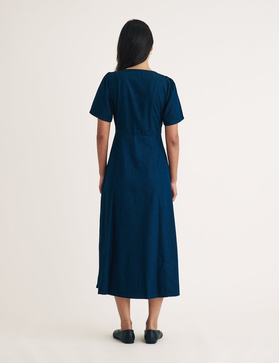 Dark Denim Ellen Midi Tea Dress