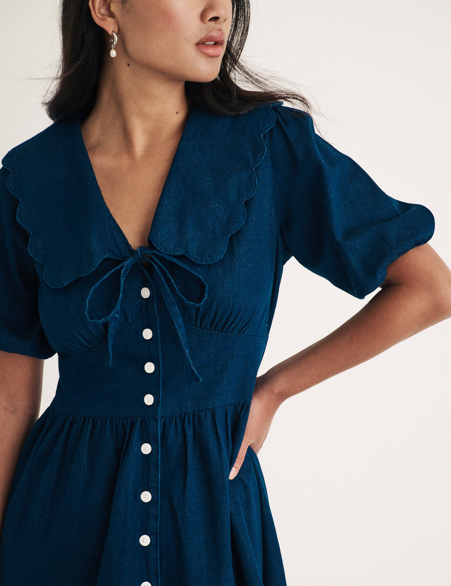 Dark Wash Denim Birdie Mini Dress