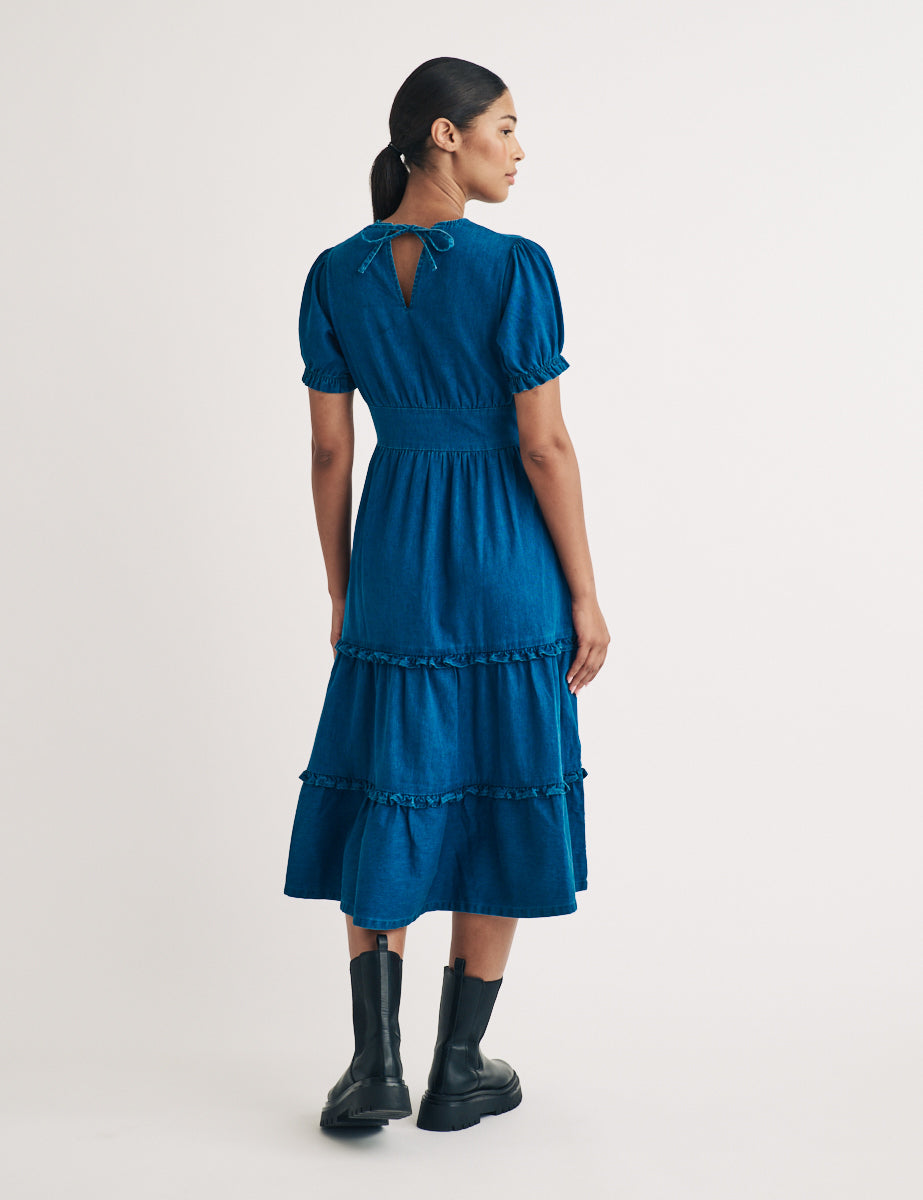 Denim Tiered Rhianon Midi Dress