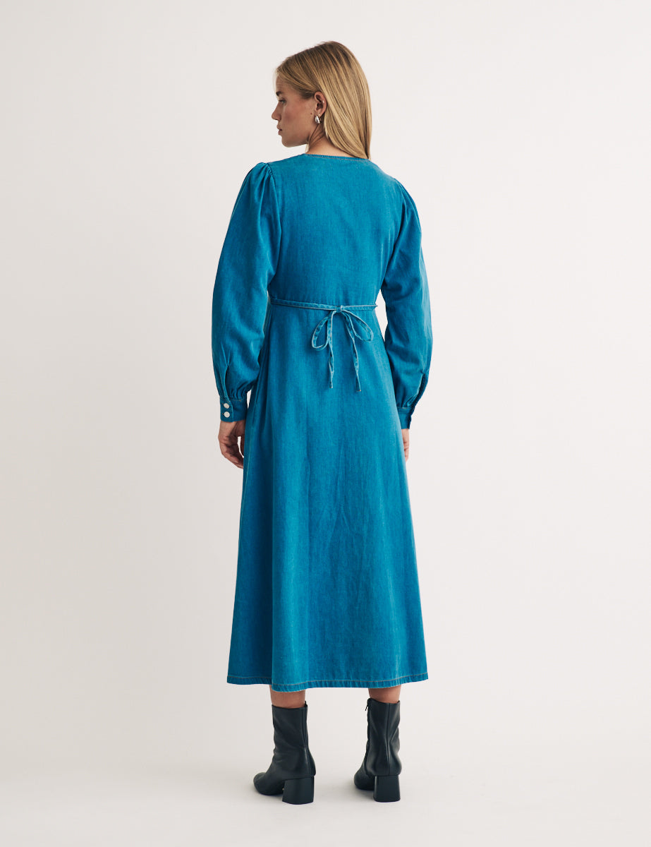 Mid Wash Denim Shannon Midi Dress