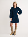 Navy Cord Balloon Sleeve Patras Mini Dress